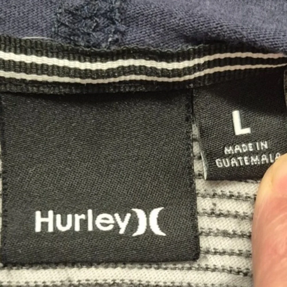 Hurley men's gray/blue long sleeve hooded pullover shirt LG drawstring - Picture 4 of 12